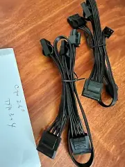 2x Corsair 6 Pin Plug to 4 Molex Plug Type 4 Modular Corsair Power Supply Cable