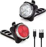 Vont USB Rechargable Bike Light Set Ultra Bright Front Back Illumination The Only LED Bicycle Light You'll Need. Long Battery Life IPX4 Water Resistant 4 Different Modes