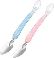 Luxshiny Fruit Spoon Double-Headed Scraping Spoon Silicone for Dinners Non-Slip