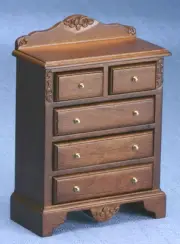Dollhouse Miniatures 1:12 Scale Walnut Chest of Drawers #CLA10803