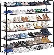 KIMBORA 6 Tier Long Shoe Rack for Closet, Wide Closet Shoe Organizer Storage Sturdy Sneaker Shelf for Floor, Bedroom 42 Pairs (Bronze)