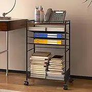 TQVAI Rolling File Cabinet with Hanging File Folders, Letter Legal Size Files Folder Organiser Magazine Rack Holder, Mobile Storage Cart for Home Office Classroom Desk Organization, Black/Anqitue