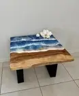 Epoxy Wood River Ocean Table, Resin Table, Epoxy Table, Square Resin Table Top