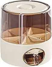 Rotating Rice Bucket - Multi-Grid Dry Food Dispenser, Sealed Cereal Holder | Space Saving Grain Organizer for Use in Pantry, Storage Container with Measuring Cup for Kitchen Counter