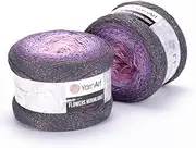 1 Ball YarnArt Flowers Moonlight Glitter Cotton Yarn, Soft, Rainbow Crochet, Metallic Lurex Handknit Shiny, Silvery Cake, Multicolor Cotton, Weight 9.17oz Length 1093 Yards, Sport Yarn 3276