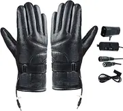 [Generic] Thermal Gloves, Thermal Gloves with Rechargeable Battery, Thermal Gloves with Thermal Insulation Technology, Pu Leather Thermal Warmers, Thermal Gloves for Winter Sports Escalad