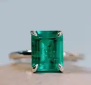 2.54 Ct Radiant Cut Natural Emerald Anniversary Ring14K solid White gold