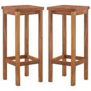 Wooden Outdoor Bar Chair 2 Pcs Solid Acacia Wood Garden Stools 30.5x74cm