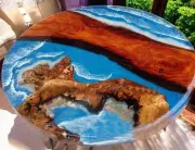 36" Ocean Resin Epoxy Table Round Epoxy Resin Coffee Table Furniture