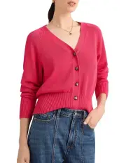 [David Lawrence] Myla Linen Blend Cardigan in Raspberry