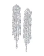 Kenneth Jay Lane Baguette Cubic Zirconia Fringe Statement Earrings in Rhodium Plated