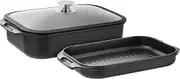Pyrolux HA+ Induction 3-Piece Double Roaster Set with Silicon Lid 25 cm*39 cm*13.5 cm Black