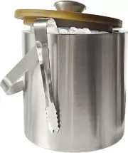 Lily's Home Double Wall Insulated Ice Bucket with Bamboo Lid - Stainless...