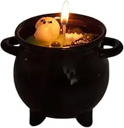 GEUGECY Halloween Candle | Decorative Black Pot Candle,Oil Diffuser Aromatherapy Bubble Pot Lightweight Design for Indoor Table House