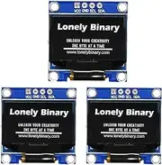 Lonely Binary 3- Pack Presoldered White 0.96 Inch I2C IIC SSD1306 OLED Display Module - Monochrome 128x64 Pixel Graphical Display for Arduino, ESP32, Raspberry PI Pico Projects