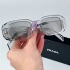 Prada Women Sunglasses Transparent Grey Light Grey Rectangle PR17WS 12R30B NEW