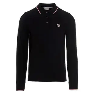 【MONCLER】男款 品牌LOGO 長袖POLO衫-黑色 (L號、XL號) 8B7010084556999