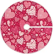 [Pfrewn] Valentine's Day Tree Skirt 36" Foral Romantic Hearts Love Christmas Tree Skirts Mother's Day Xmas Mat for Holiday Festival Party Wedding Decor