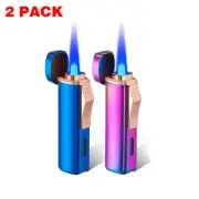 2PACK Torch Cigar Lighter Cigar Refillable Jet Flame Butane Gas Cigarette