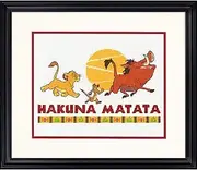 Dimensions Disney's The Lion King 'Hakuna Matata' Counted Cross Stitch Kit for Beginners, 14 Count White Aida Cloth, 10'' x 8''