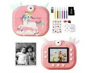 1080P Instant Camera Kit Kids Thermal Printing Camera with 5 Rolls of Printing Papers Pink