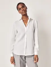 Hawes & Curtis White Linen Relaxed Fit Shirt Size: 18 (UK 20)