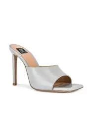 Lita by Ciara Solid Silver Square Toe Slide Size 39 EU Size 8 1/2 US Gray
