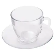 6pc Duralex Gigogne 220ml Coffee Tea Cup & Saucer Set Drinking Glasses Clear