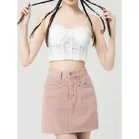 在飛比找ETMall東森購物網優惠-粉色半身裙高腰顯瘦包臀短裙褲夏季2023新款女小個子牛仔a字