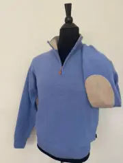 New Hugo Boss Men's Sweater S size Loose Fit Sky Blue Wool Half Zip Pullover
