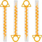EFUTURETIME 4 x Tent Pegs with Thread Screw Pegs Camping Sand Pegs Beach Plastic 29 cm Beach Sand Anchor Tent Ground Anchor Trampoline with 4 Transparent Plastic Tubes, Yellow