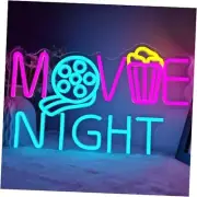 Movie Night Neon Sign Cinema Led Neon Light Dimmable Popcorn Paper MovieNight