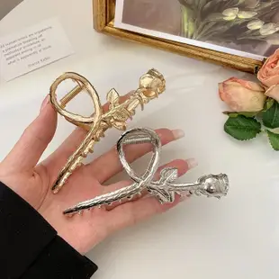 [Feeling_shop]Korean Style Metal Rose Hair Claw Clip 簡約金色設計玫