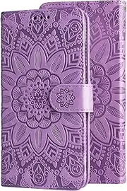 [YBFJCE] Samsung Galaxy A13 5G Case, Samsung A13 5G Wallet Case with Card Slots Kickstand Magnetic Closure,Book Folding Flip Case PU Leather Sun Flower Protective Cover for Galaxy A13 5G,Purple