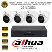 Dahua 4CH 12MP AI NVR+6MP WizSense SMD 4.0 AI SSA 2.8mm WH Turret Cameras & HDD