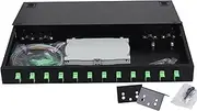 Xunsomt-12 Singlemode 12 Port SC-APC Rack Mount Enclosure Box & Splice Trays Fiber Cables Spool Kit, 12 Core LGX Loaded Patch Panel Box fits for 19" Racks Cabinet(Include Pigtail & Couplers)