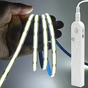 XUNATA Motion Sensor COB LED Strip Lights - PIR 5V USB Powered, Self-Adhesive for Closet Wardrobes Cabinets Stairs (Cold White, 1m)