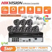 Hikvision 8CH Security CCTV System Kit 5MP Full Color Bullet POE Outdoor Camera