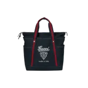 Gucci Medium Printed Canvas Bag with Web Dark Blue