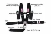 RJS SFI 16.1 CAM LOCK 5 PT SEAT BELT RACING STERNUM STRAP BOLT IN BLACK