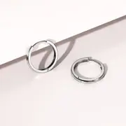 Solid 925 Sterling Silver Circlet Huggie Earrings 17mm