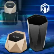 Car Mini Can Auto Garbage Trash Portable Vehicle Bin with Lid Holder Dust Gold