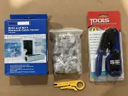 RJ45/RJ11 CAT5/6 NETWORK TOOL KIT CABLE TESTER CRIMPER w/ WIRE STRIPPER - J7D