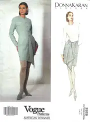 Vogue 2828 Donna Karan pattern uncut size 6-10, 90s jacket and drape wrap skirt