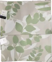 Set of 2 Same Fabric Printed Placemats (12" x 18") GREEN & OFF WHITE LEAVES, MS