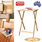 2pc 25'' Bamboo Camping Table Folding Portable Outdoor Foldable Picnic BBQ Desk