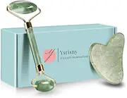 Ysrisny Jade Roller for Face and Gua Sha Set Face Roller Natural Jade Stone for Anti Aging,Eye Puffiness Wrinkles,Skincare Massage Tools for Face Eyes