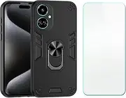 Case Compatible with Infinix Tecno Camon 19，Compatible with Infinix Tecno Camon 19 Phone Case Cover [Screen Protection Film] [Car Magnetic Metal Stand] Bla