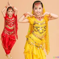 在飛比找蝦皮購物優惠-兒童印度舞表演服少兒肚皮舞服裝幼兒園新疆舞蹈服裝短袖天竺少女