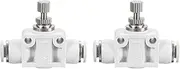 HARFINGTON 2pcs PSA-5/32 Air Flow Control Valve Push to Connect Fitting 1/4" OD x 1/4" OD In-Line Speed Controller Union Straight for Semi Truck Trailers Air Brake System, White